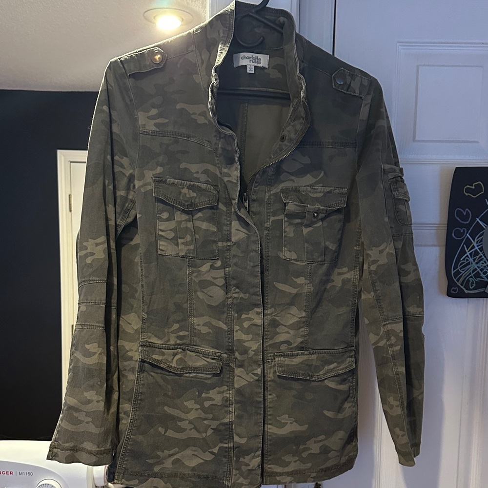 Charlotte Russe Olive Camouflage Utility Jacket